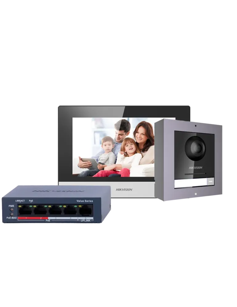 HIKVISION Kit de videoportero - Tecnología IP y WiFi | Switch PoE - Pl