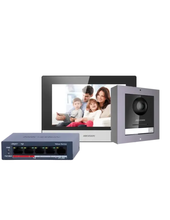 HIKVISION Kit de videoportero - Tecnología IP y WiFi | Switch PoE - Pl