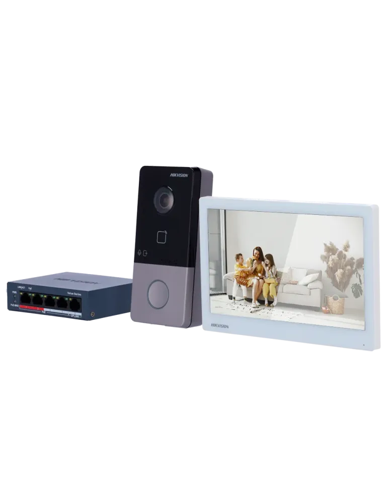 HIKVISION Kit de videoportero - Tecnología IP y WiFi | Switch PoE - Pl