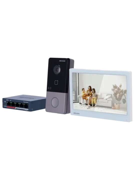 HIKVISION Kit de videoportero - Tecnología IP y WiFi | Switch PoE - Pl