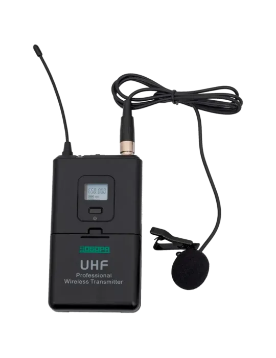 DSPPA Micrófono lavalier - UHF - Control de volumen - Hasta 8h de auto