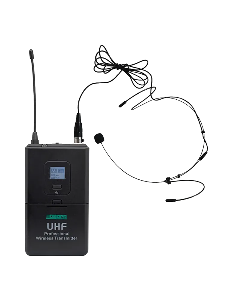 DSPPA Micrófono de diadema - UHF - Control de volumen - Hasta 8h de au