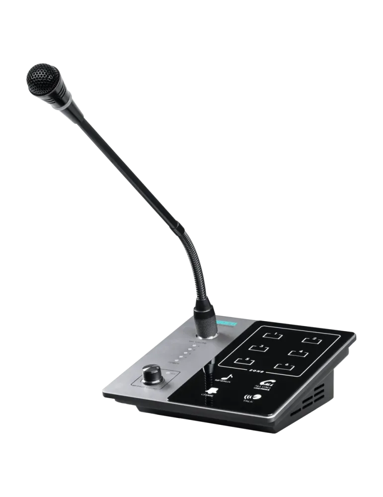 DSPPA Micrófono de pupitre - Pulsador para anuncios - Hasta 6 micros e