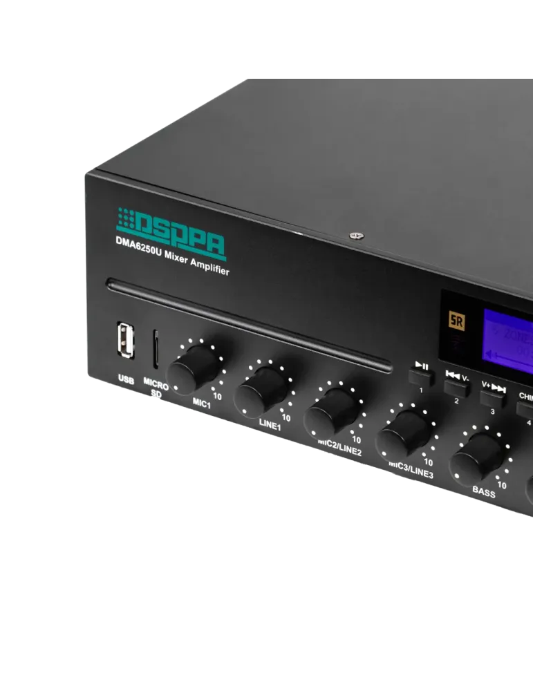 DSPPA Mini mezclador digital - Amplificador 100V - Reproductor USB / R