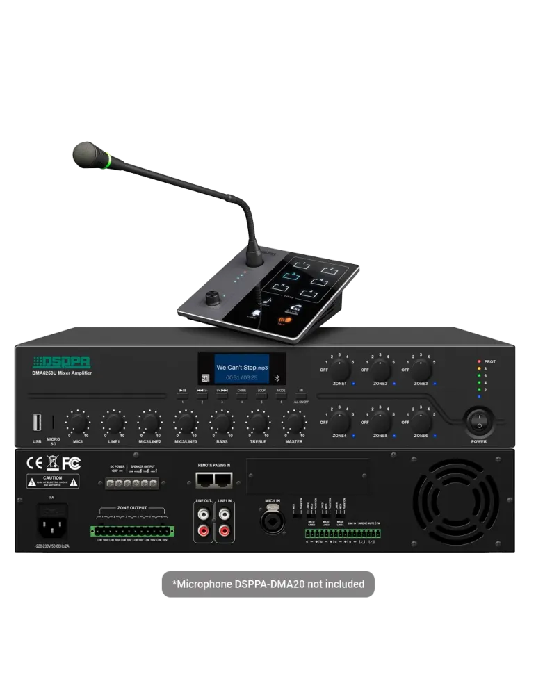 DSPPA Mini mezclador digital - Amplificador 100V - Reproductor USB / R