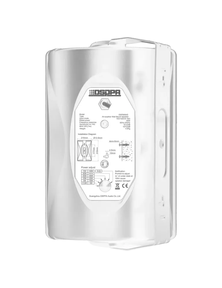 DSPPA Altavoz de techo - Altavoz de rango completo 1x6.5″ + 1x1″ - Pot