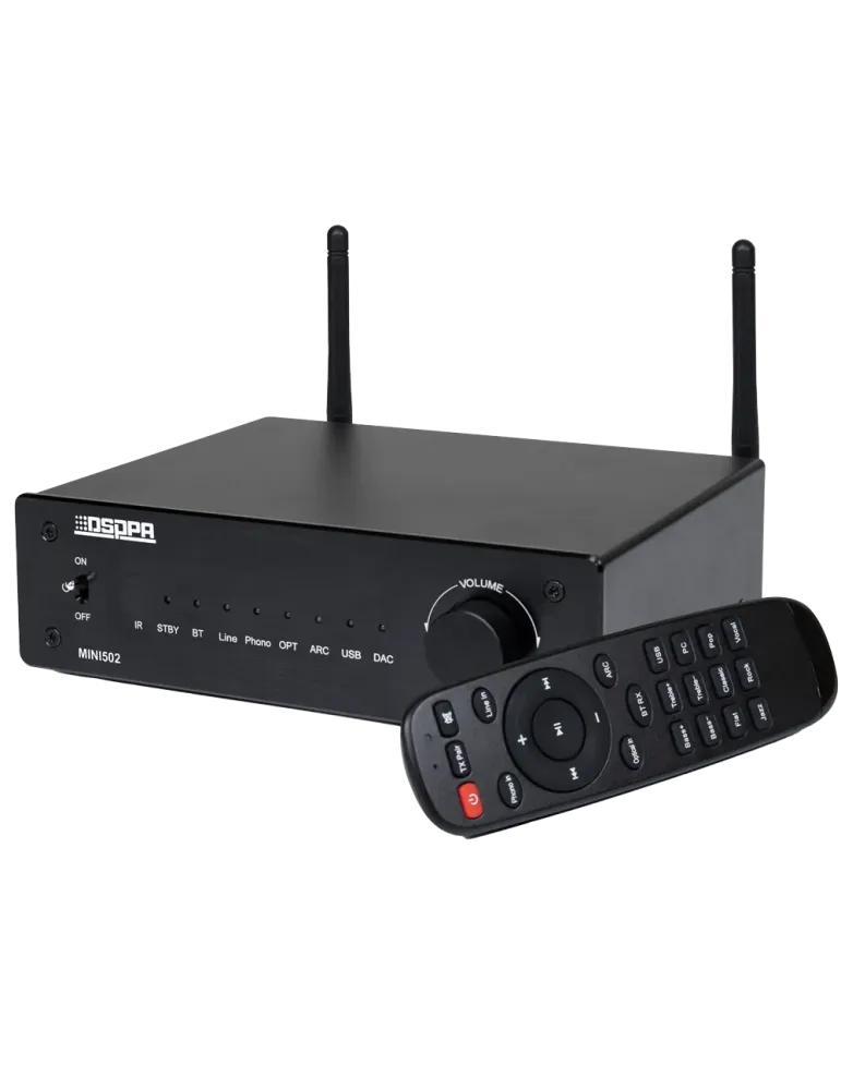 DSPPA Amplificador reproductor - 2 x 50W - Conexión Bluetooth dual - R