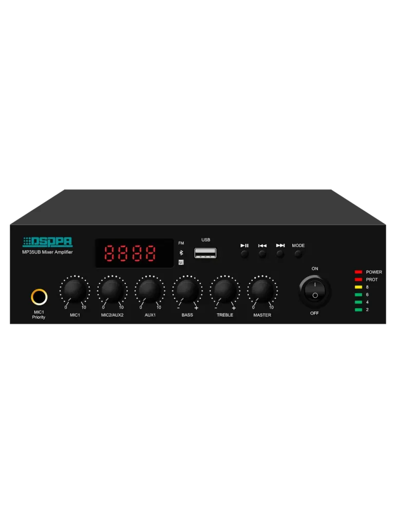 DSPPA Mini mezclador digital - Amplificador 100V - Reproductor USB / R