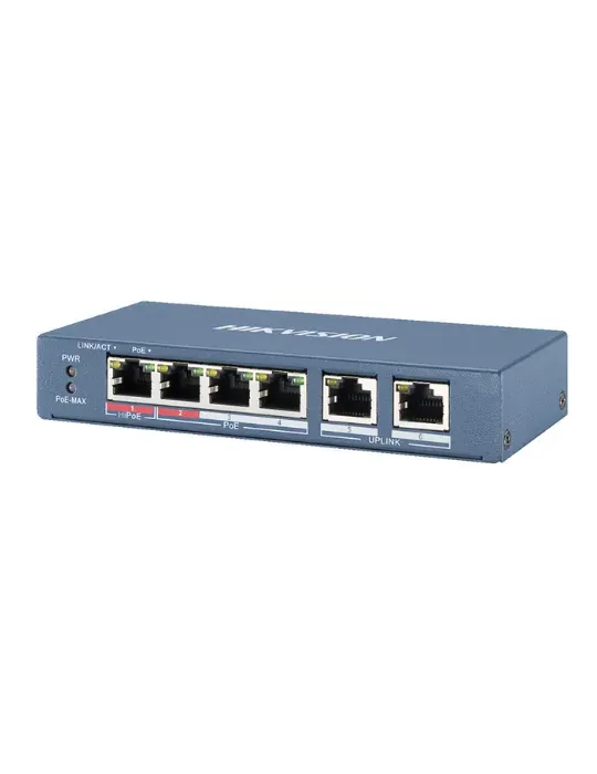 HIKVISION DS-3E0106HP-E: Switch PoE de 4 puertos para video