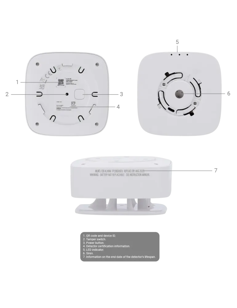 Ajax Detector de CO Inalámbrico 868 MHz Jeweller - Protección contra
