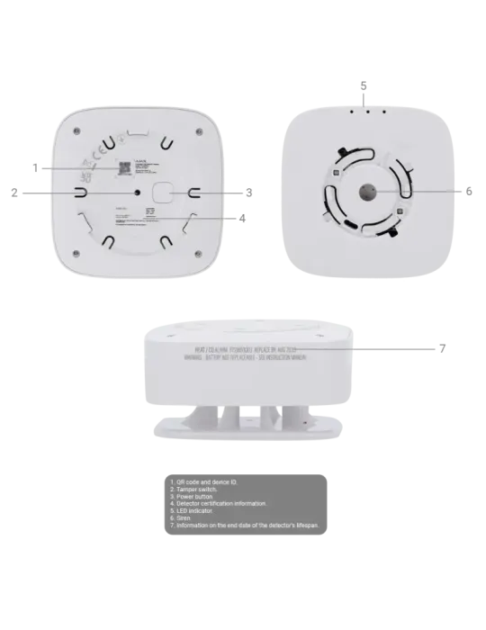 Ajax Detector de CO Inalámbrico 868 MHz Jeweller - Protección contra