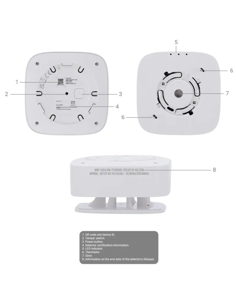 Ajax Detector CO y Termovelocimétrico Inalámbrico 868 MHz Jeweller -