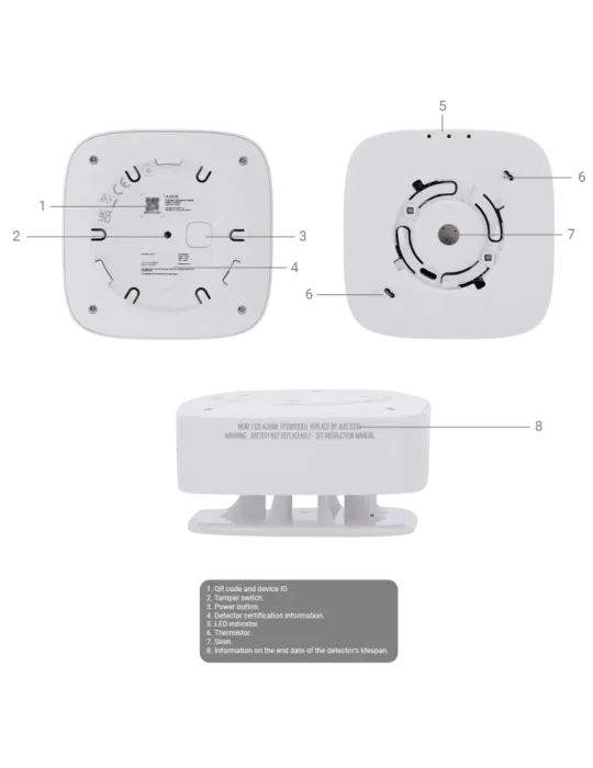 Ajax Detector CO y Termovelocimétrico Inalámbrico 868 MHz Jeweller -