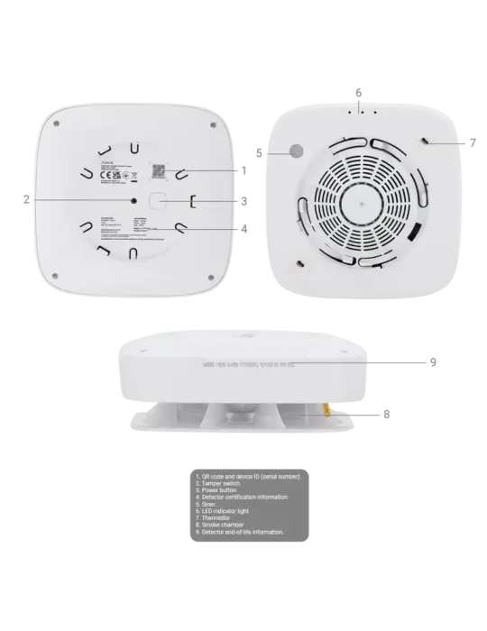 Ajax Detector de Humo y Termovelocimétrico Inalámbrico 868 MHz Jewell