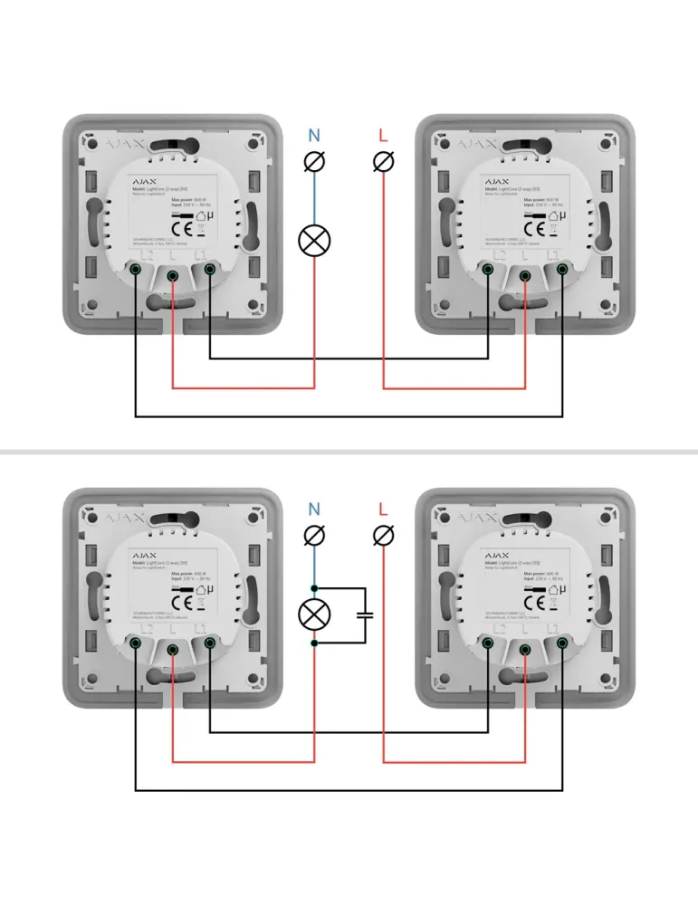 AJAX - Relé para interruptor de luz inteligente bidireccional con alc