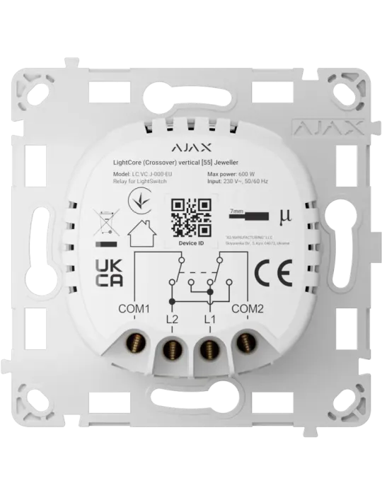 AJAX AJ-LIGHTCORE-CROSS-VERT: Relé Inteligente para Interruptor de Lu