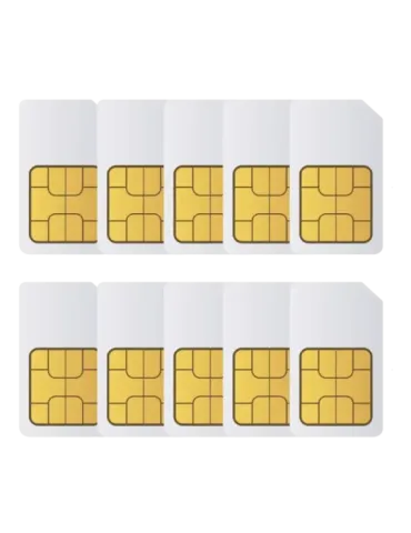 WUARDA Pack 10 tarjetas SIM M2M - GlobalSIM Multioperador - 2G/3G/4G/5