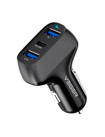 VEGER - Mechero coche - Potencia 37W - Carga rápida 20W - Salidas 2x U