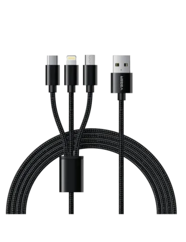 Veger - Cable USB 3 en 1 - USB-A a USB-C, Lightning y Micro-USB - Cubi
