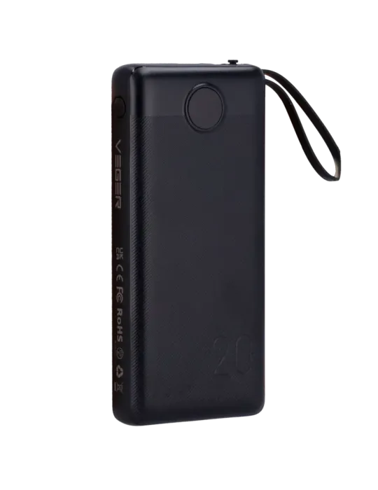 Veger Power Bank - Capacidad 20000mAh - Entradas USB-C y Cable USB-A -