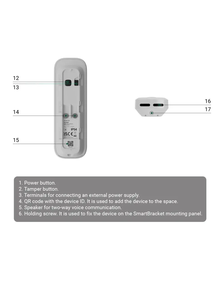 AJAXCCTV Doorbell 4 MP con IA integrada - Detector PIR alcance hasta 4