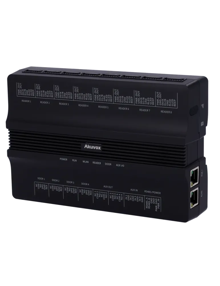 AKUVOX Controladora de acceso PoE - Tarjeta EM/MF y PIN - 100.000 usua
