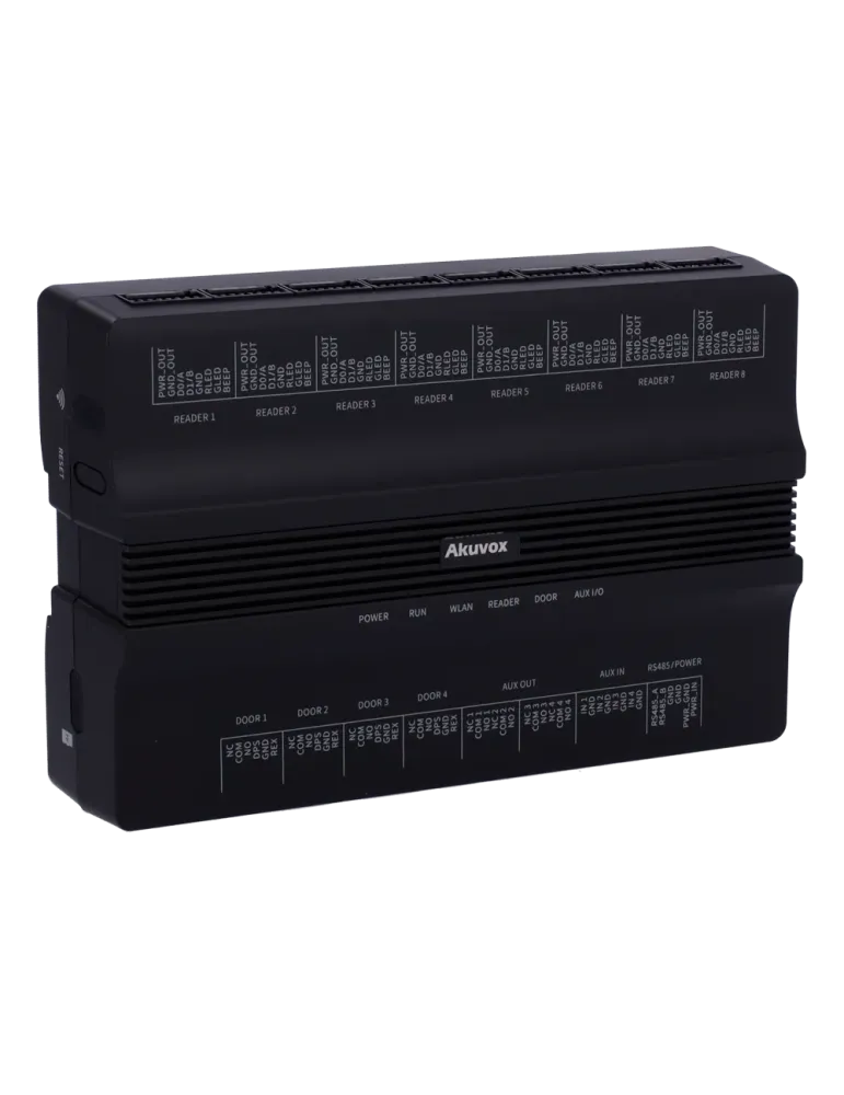 AKUVOX Controladora de acceso PoE - Tarjeta EM/MF y PIN - 100.000 usua