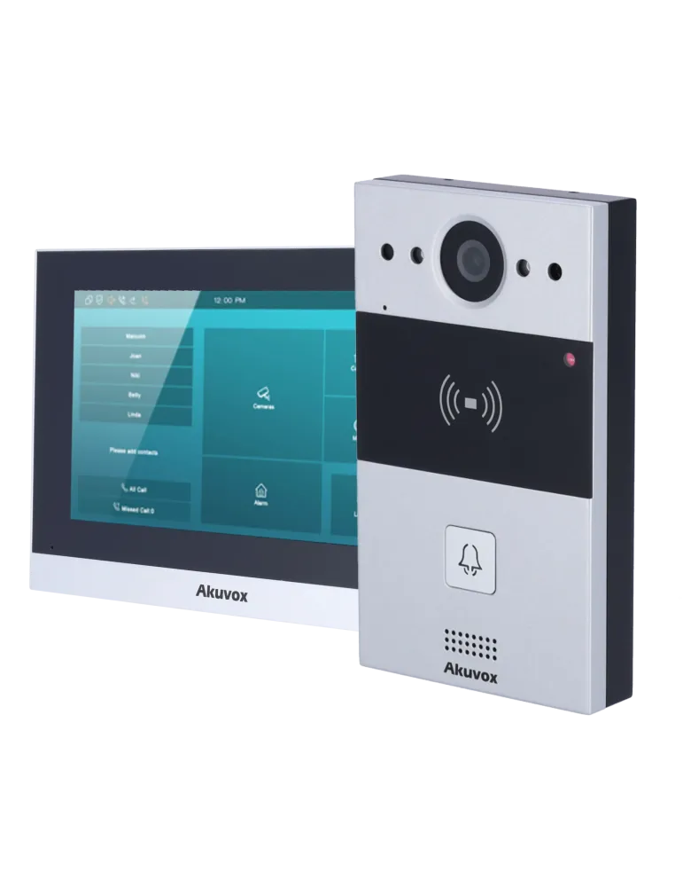 AKUVOX Kit de videoportero Linux - 2 hilos y WiFi | Placa y monitor -