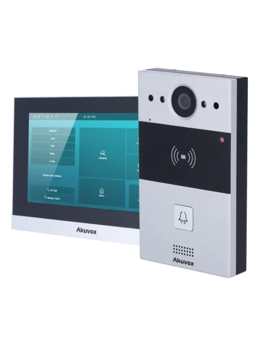 AKUVOX Kit de videoportero Linux - 2 hilos y WiFi | Placa y monitor -