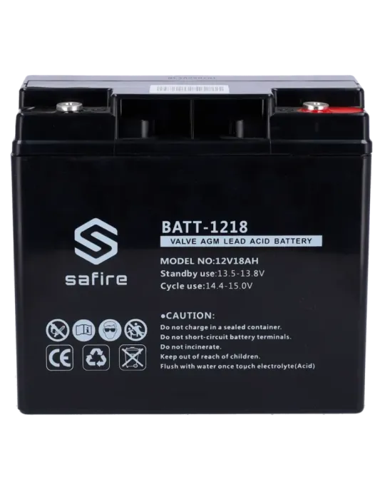 SAFIRE Batería recargable - Tecnología plomo ácido AGM - Voltaje 12 V