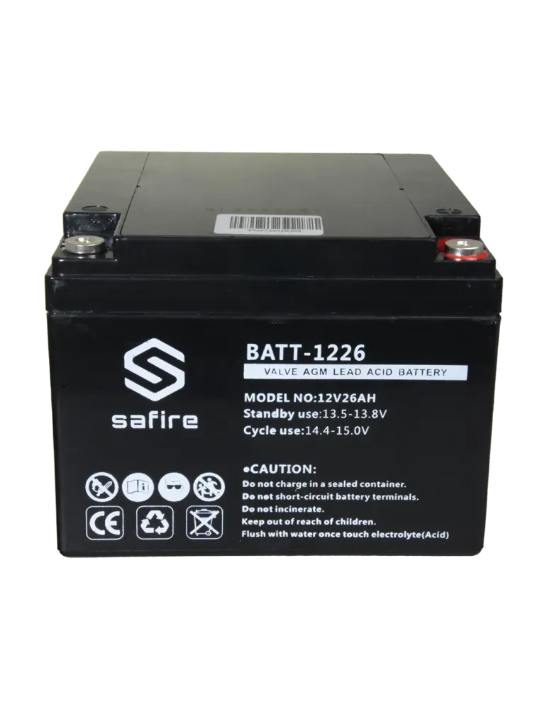 SAFIRE Batería recargable - Tecnología plomo ácido AGM - Voltaje 12 V