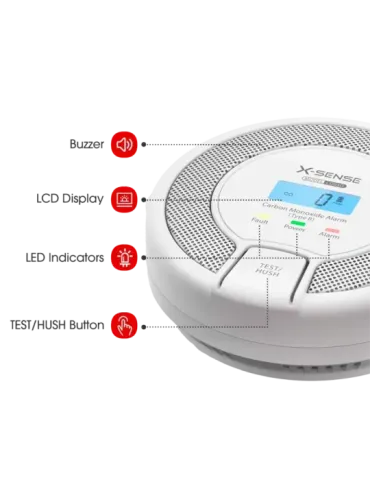 X-SENSE Detector de CO autónomo X-Sense - Batería reemplazable - Indic