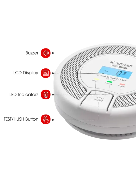 X-SENSE Detector de CO autónomo X-Sense - Batería reemplazable - Indic