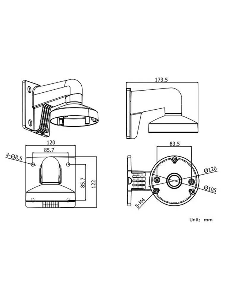 HIKVISION Soporte de pared - Caja de conexiones - Apto para uso en ext