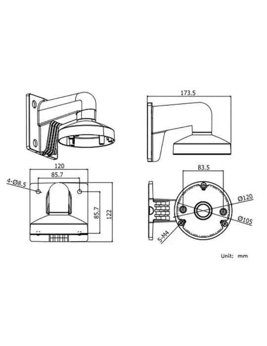 HIKVISION Soporte de pared - Caja de conexiones - Apto para uso en ext