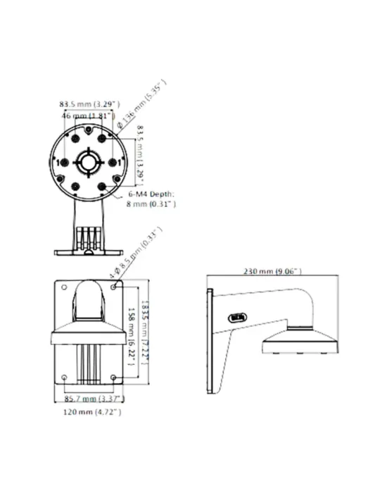 HIKVISION Soporte de pared - Caja de conexiones - Apto para uso en ext
