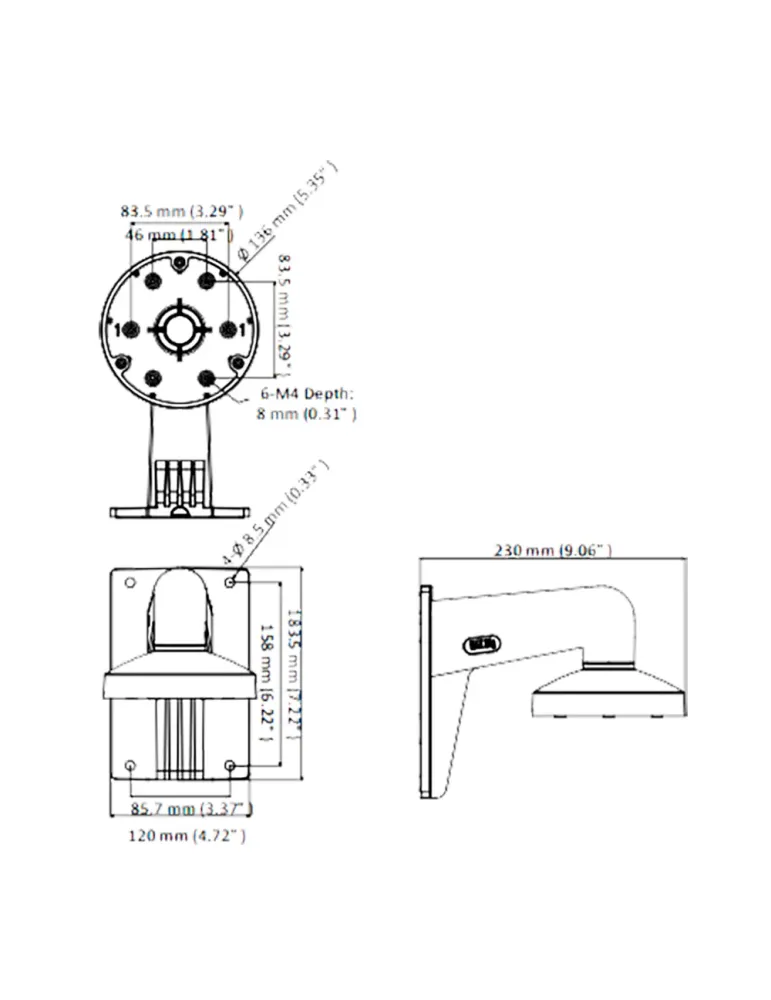 HIKVISION Soporte de pared - Caja de conexiones - Apto para uso en ext