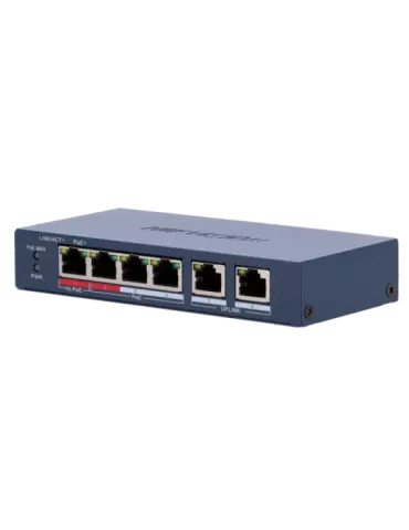 Hikvision HiPoE Switch Gestionable - 4 puertos PoE 802.3af/at + 2 Upli