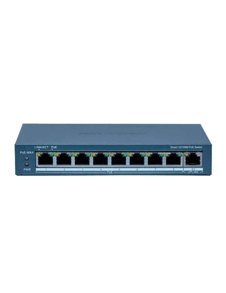 Hikvision Switch PoE Gestionable - 8 puertos PoE 802.3af/at + 1 Uplink