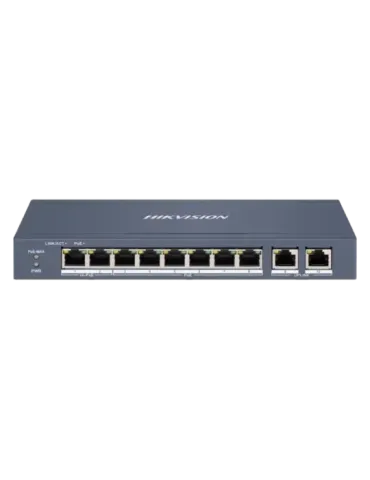 Hikvision HiPoE Switch Gestionable - 8 puertos PoE 802.3af/at + 2 Upli