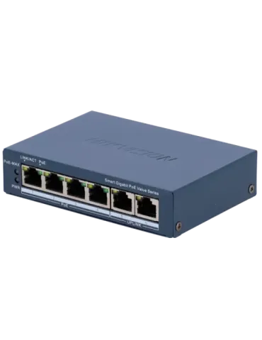 Hikvision Gigabit PoE Switch Gestionable - 4 puertos PoE 802.3af/at +