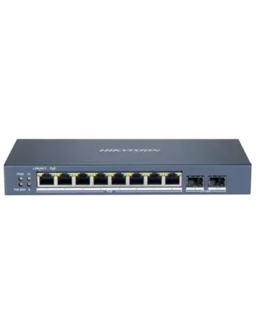 HIKVISION Switch PoE Hikvision - 8 puertos RJ45 Gigabit + 2 puertos SF