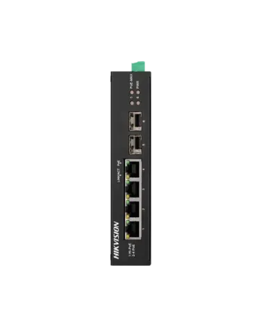 HIKVISION Switch Industrial PoE Hikvision - 4 puertos RJ45 Gigabit + 2