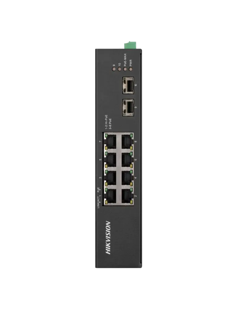 Hikvision Switch PoE No gestionable Industrial - 8 puertos Ethernet RJ