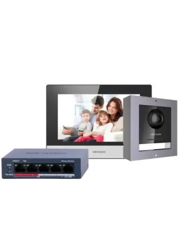 HIKVISION Kit de videoportero - Tecnología IP y WiFi | Switch PoE - Pl