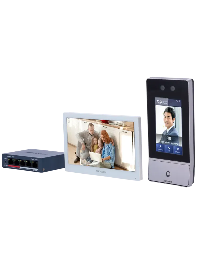 HIKVISION Kit de videoportero - Tecnología IP y WiFi | Switch PoE - Pl