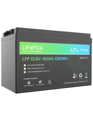 DYNESS Batería estacionaria - Capacidad 1280Wh - LiFePO4 12V / 100Ah -