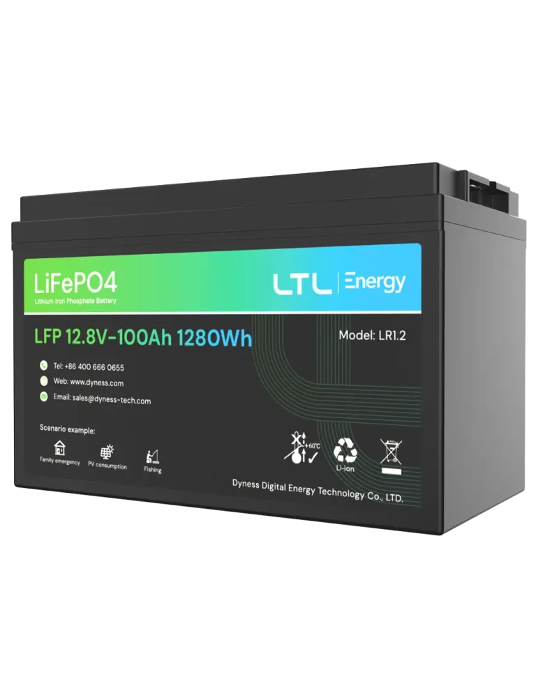 DYNESS Batería estacionaria - Capacidad 1280Wh - LiFePO4 12V / 100Ah -