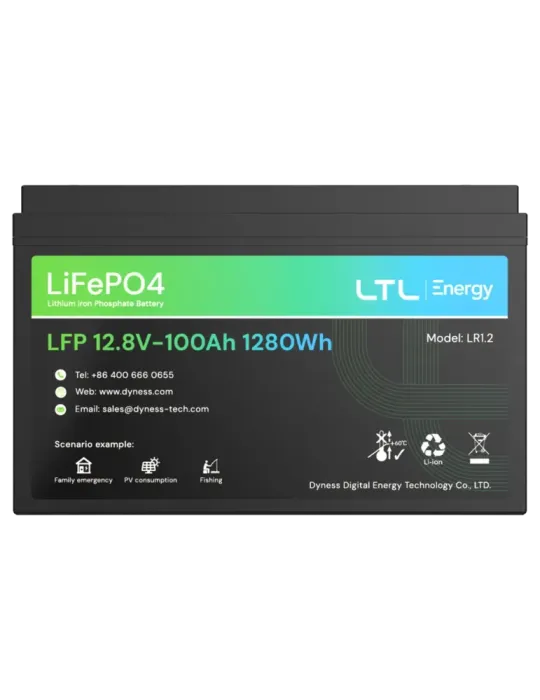 DYNESS Batería estacionaria - Capacidad 1280Wh - LiFePO4 12V / 100Ah -