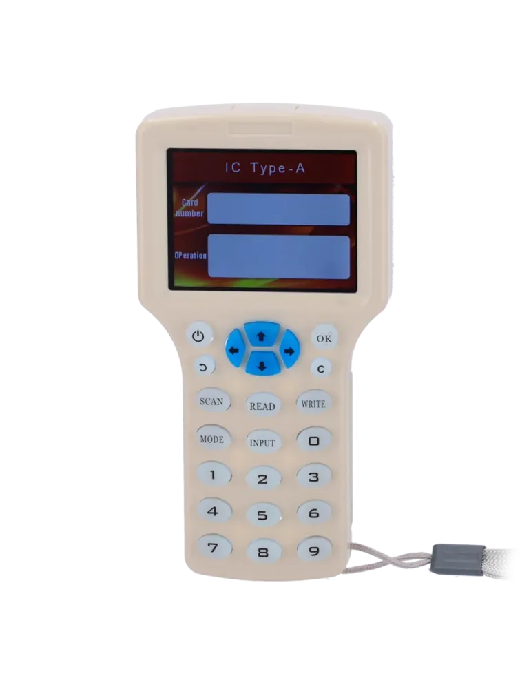 CARDCUBE Lector-escritor de tarjetas RFID - Pantalla 3″ TFT y teclado